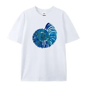 Blue Nautilus Shell Graphic T-Shirt, Ocean Inspired Cotton Comfort Tee, Minimalist Nature Fashion Outfit, Casual Coastal Shirt, Ideal Birthday & Ocean Lover Gift for Him/Her