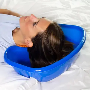 DMI Portable Shampoo Bowl for Bedside Hair Washing Cuts & Coloring for Elderly Disabled Bedridden Handicapped Blue ABS 18x14x5 inches Telescopic Hose