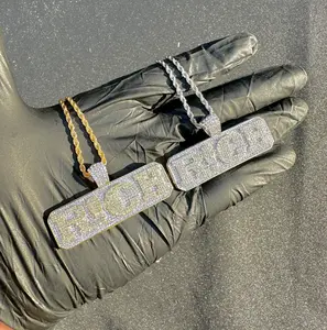 18k Gold/White Gold ICEDOUT Diamond RICH Pendant Necklace