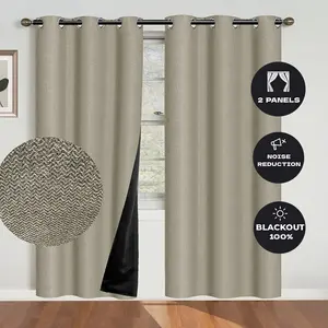 2-Piece 100% Light-Blocking Curtains, Hole Design for Easy Hanging, Sun Protection, Privacy, Insulation, Noise Reduction