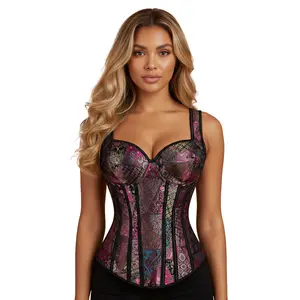 Overbust Corset Tops For Women Pirate Themed Bustier Strappy Corset Bustier For Theme Party Costumes Pirate Costume Corset With Adjustable Straps Size Overbust Corsets For Women Party Cosplay Outfits