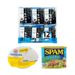OTTOGI Cooked White Rice 7.4oz+Lite Lunch Meat 12oz+Seasoned&Rosted Seaweed 2.11oz【3 Combo Packs】