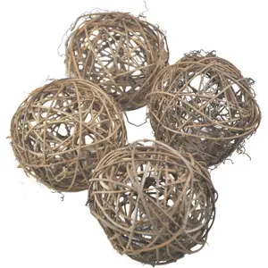 4pcs 4 Inch 10cm Dried Wicker Vine Balls for Table Wedding Party X-mas Garden Decoration