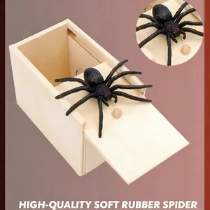 Prank Spider Toy Realistic Scare Box, Horror Prop Wooden Case, Fun Joke Insect Gift, Halloween Prank Surprise, Spooky Gag Gift