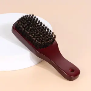 Wooden Handle Boar Bristle Hair Brush, Detangling Hair Brush, Hair Styling Brush for Smooth Ponytails and Edge Control, Heatless Styling Tool for All Hair Types