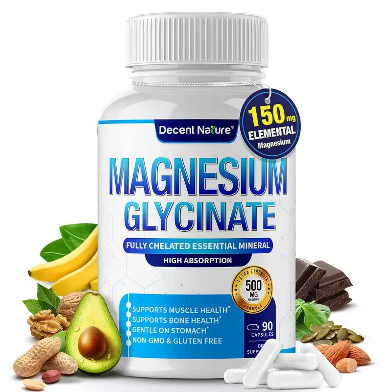 Magnesium Glycinate 500mg Magnesium Supplement 90 Capsules Magnesium Glycinate 500mg Magnesium Supplement 90 Capsules