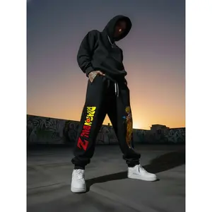 Super Saiyan Print Jogging Pants, Goku Graphics Pant for Daily Wear, Comfortable Sweatpants, Men's Stylish Skinny Jogger Pants, Fitness & Casual