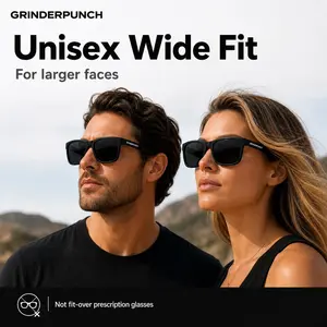 GRINDERPUNCH XL Polarized Sunglasses for Men Women Unisex – Big Head Fit, Wide Frame UV400 Shades for Driving, Travel & Daily Outdoor Use