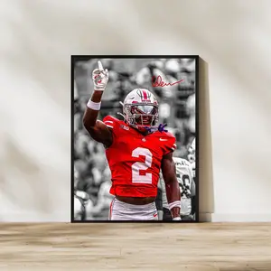Caleb Downs Ohio State Football Art Buckeyes NCAA Poster Sports Poster, Office & Fan Decor, Poster Gifts, Gift For Fan - Unframed