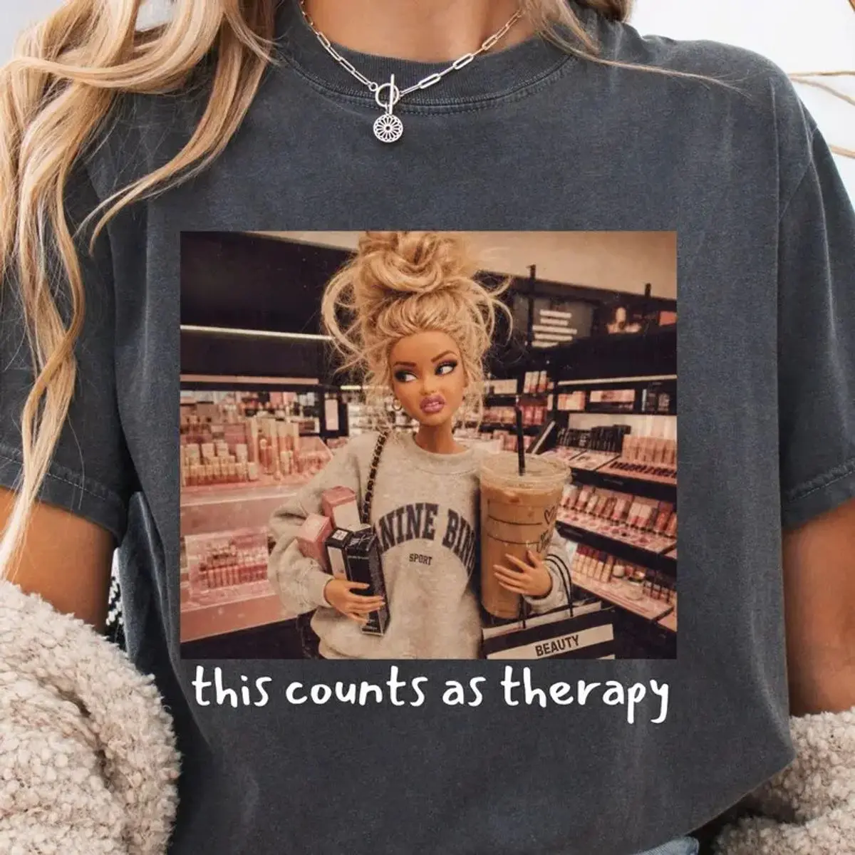 Comfort Colors Mental Health Shirt, Sarcastic Adult Humor Tshirt, Retro Doll Face Meme Tee, Funny Make Up Lover Graphic Gift, Unisex Garment-Dyed Tee, Casual Clothing