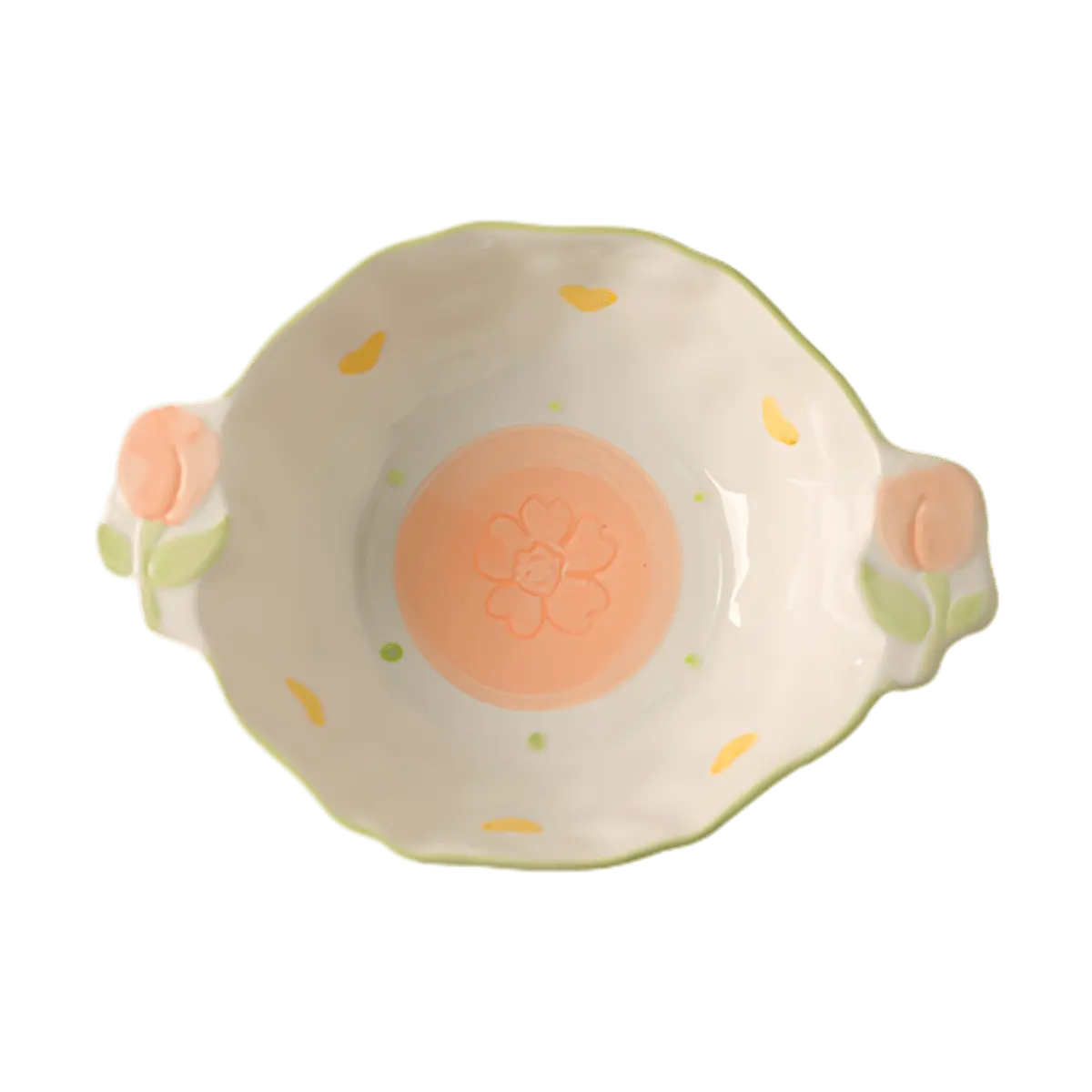 KAWASIMAYA 7'' Fresh Style Double Handle Bowl - Cute Tableware for Home & Kitchen