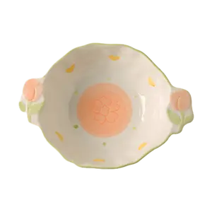 KAWASIMAYA 7'' Fresh Style Double Handle Bowl - Cute Tableware for Home & Kitchen
