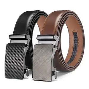 Men's automatic buckle belt, leather belt for young men, business automatic buckle, matte finish