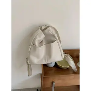Women's Solid Color PU Leather Backpack, Large Capacity Convertible Tote Bag, Multi-functional Crossbody School Bag for Daily Used