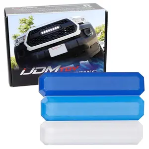 iJDMTOY White/Blue/Navy Retro Style 3-Color Stripe Grille Badge Sticker For 2016-23 Toyota Tacoma w/TRD-Pro Grille