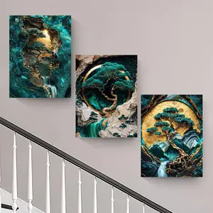 Tree Pattern Unframed Painting, 3 Counts/set Modern Canvas Wall Art, Wall Decor for Home Living Room Bedroom Study Room, Ornaments, Wooden Wall Art