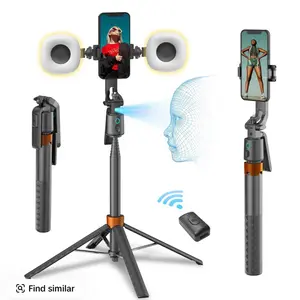Auto Face Tracking Tripod for iPhone with LED Ring Light and Bluetooth Remote Control for Vlogging and Streaming