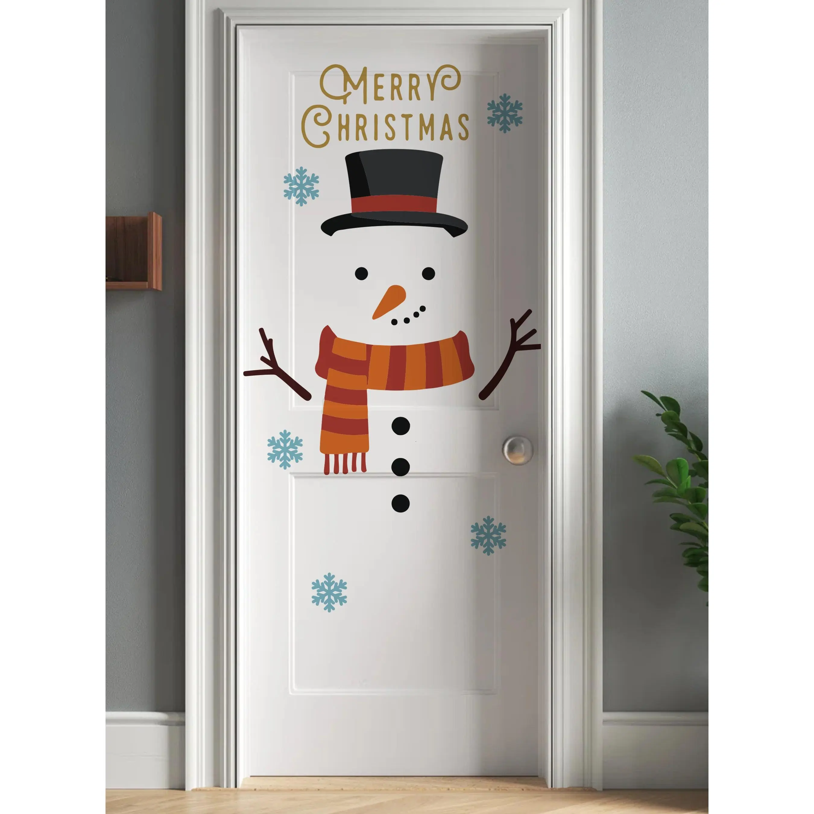 Festive Fun Christmas Decorative Stickers - 2 Sets of Reindeer and Snowman Graphic Decals for Home Supplies, Room Decor, Two Sets