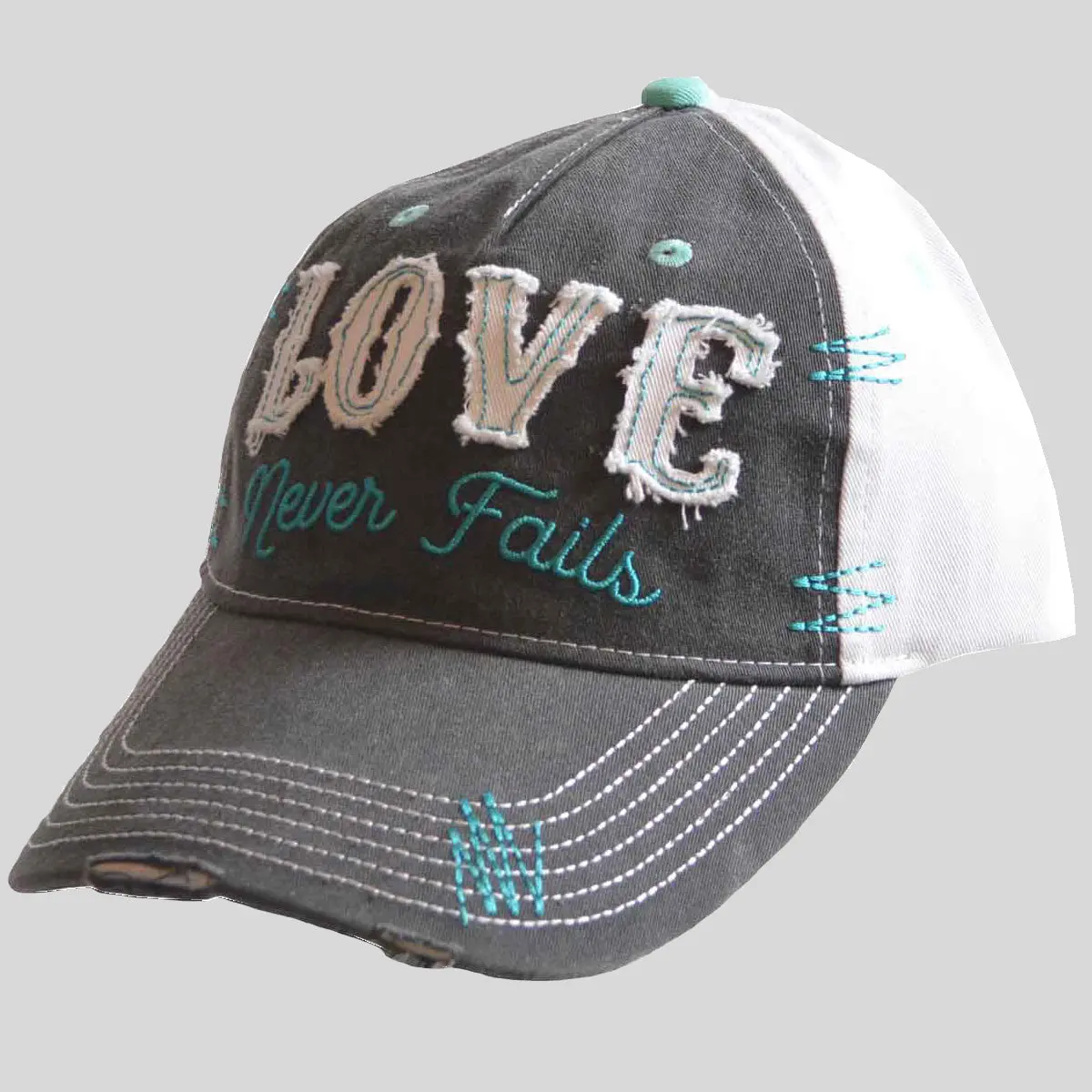 Cherished Girl Womens Cap Love Never Fails, Adults, Christians, Love Never Fails™ Message, Daily Wear, Baseball Cap, Snap