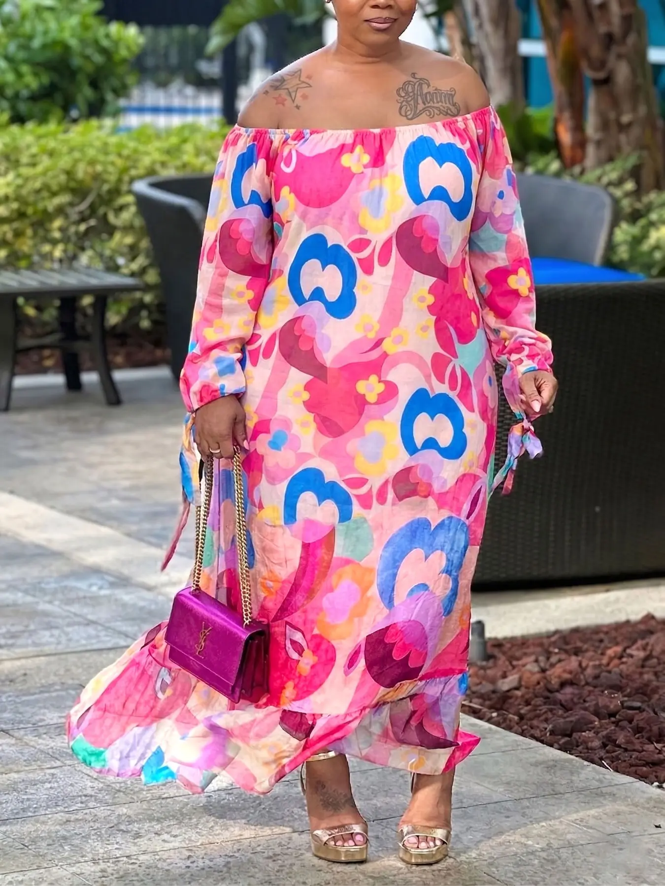 plus size pink boho maxi dress Momyknows Boho Flowy Maternity Dress