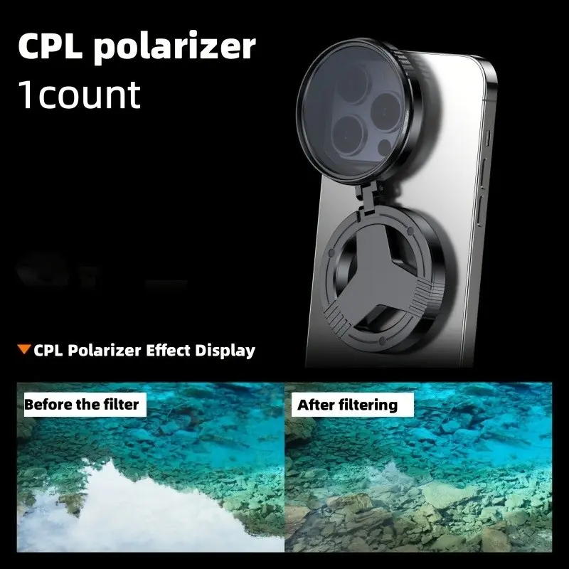 Magnetic Phone Polarizer Cpl, Anti-Reflection Optical Coating, High Definition Photography Filter, Magnetic Attachment, Clear Image Quality, Phone Lens Filter, Cellphone Accessories, Smartphone Camera Accessories