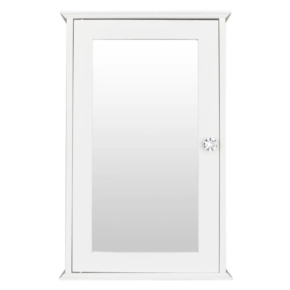 Karl Home White Single Door Mirror Cabinet – Indoor Bathroom Wall-Mounted Storage Shelf