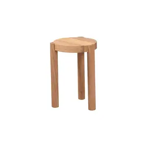 Shadi Acacia Wood Multipurpose Accent Stool with Sculptural Tripod Base