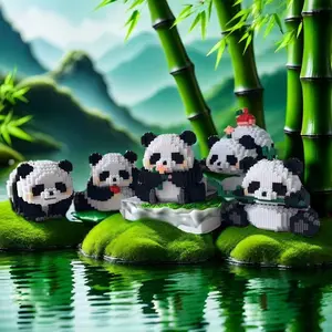 81-1011 pieces of Panda Combination Puzzle Toys and Building Blocks, bear building block, which can enhance creativity and motor skills for holiday gifts.