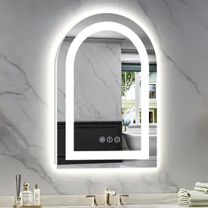 LED Bathroom Mirrors with Lights, Arched Mirror for Wall with Anti-Fog Function, LED Dimmable Mirrors with Front Light and Backlit, Memory Function for Vanity, Bathroom, Entryway, Living Room