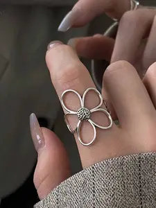 Flower Design Ring, Adjustable Sunflower Ring, Fashion Accessories for Women & Girls, Trendy All-match & Exquisite Jewelry for Birthday Gift