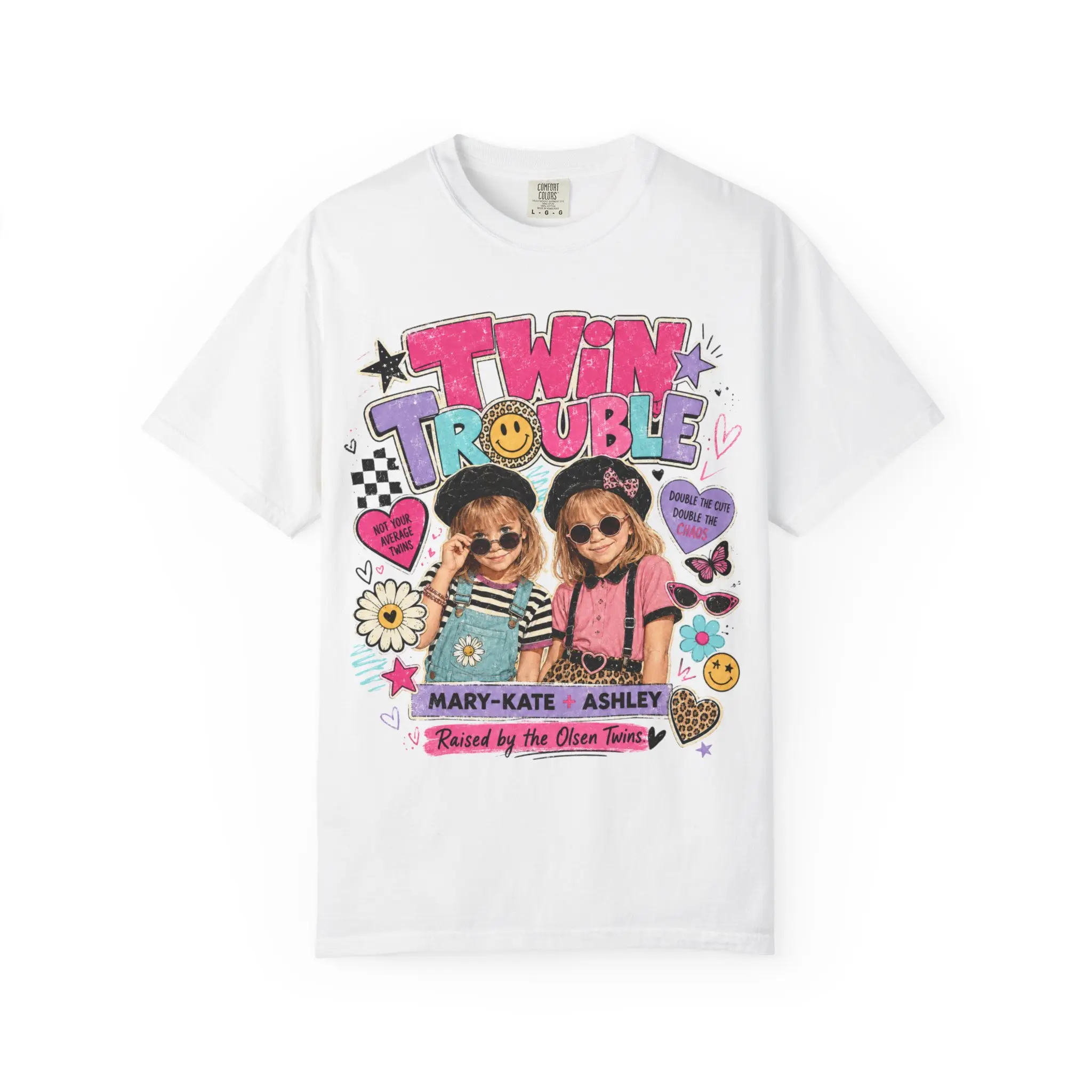 Twin Trouble 90s Nostalgia Graphic Tee | Retro Twin Pop Culture Shirt | Y2K Boutique T-Shirt | Cute Vintage-Inspired Comfort Colors Tee