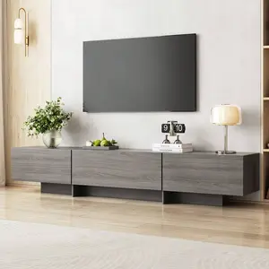 76''   Stand For 85 Inch, Long  Console With Cabinet,  Entertainment Center With  Storage, Media Console, Mesa Para Televisor For Living Room, Bedroom tv Tall Modern Glass Display