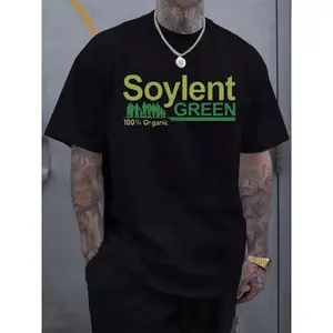 Plus Size Men's T-Shirt 100% Cotton Soylent Green, 100%, Minimalist Print Comfortable Casual Short-Sleeved Summer Tee, PLUS SIZE