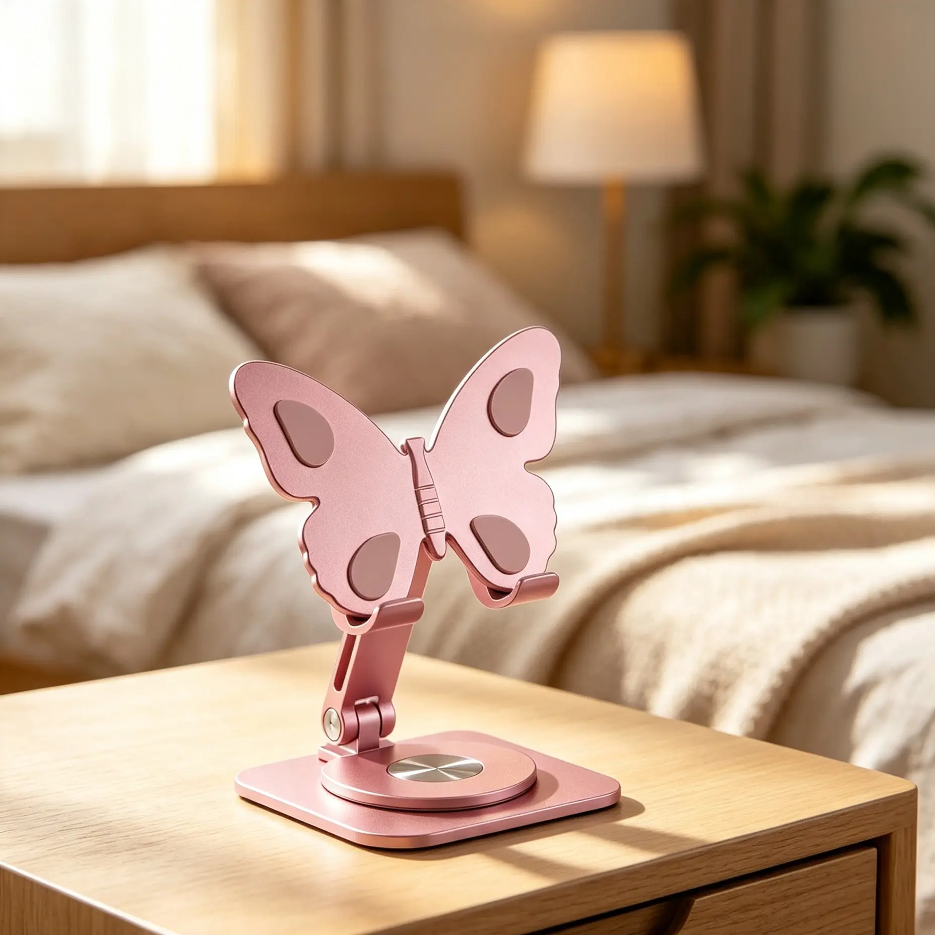 2026 New 360° Rotating Butterfly Design Phone Tablet Stand, Sturdy Aluminum Alloy Construction, Foldable Adjustable Portable Holder, Elegant Desktop Ornament Universal for Home Office, Perfect for Watching Videos Gaming Reading & Daily Use