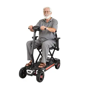 VEVOR Compact Adult 4-Wheel Electric Mobility Scooter for Seniors, Integrated Foldable with Foldable Seat, 9.3 mi Range, Aluminum Frame, Flat-Free Tires, All-Terrain Design, 9° Climbing Capacity, 265LBS Loading Capacity, 9.3 Mile Range