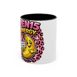 Pen 15 Energy Mug | Banana Character, Leopard Print Accent