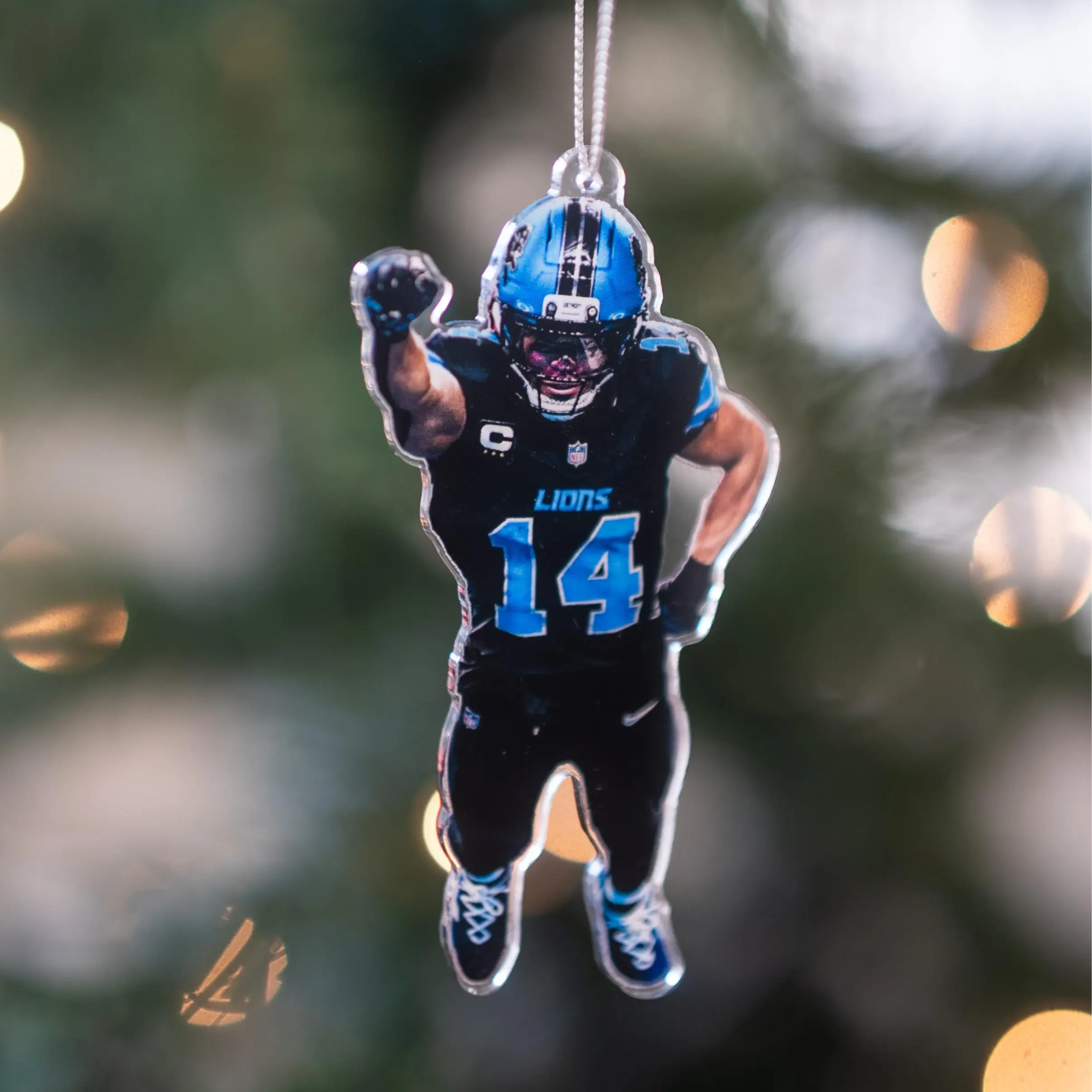Amon-Ra St. Brown - Superman Celebration - Detroit Football Christmas Ornament - Michigan Football Gift for Detroit Fans - Holiday Decor