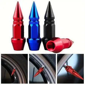 Automotive General Bullet Screw Valve Cap, Personalized Modified Pointed Valve, Universal for Bicycles and Motorcycles, Upgrade Your Ride with These 4PCS 45mm Spiked Aluminum Stem Covers!