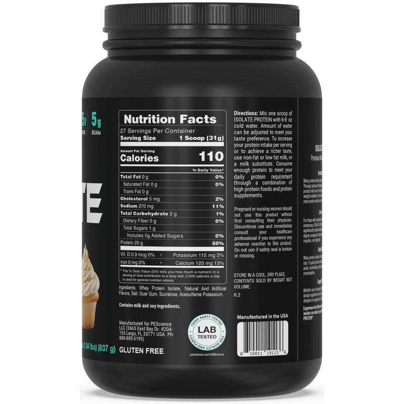 PEScience ISOLATE Protein Nutrition Supplement - NEW! Our 100% whey protein isolate is the perfect choice for those with dairy sensitivities.