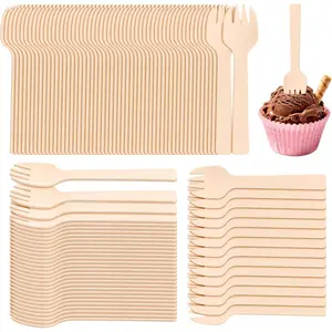 200 Pack 4" Mini Wooden Spork Disposable Spork Biodegradable Birchwood Fork Spoon for Camping, Party, Wedding and Family Gatherings