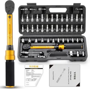 50Pcs Master Bike Torque Wrench Set, 1/4 Inch Drive, 10-220 IN.LB (1-24.9 Nm), Inch Pound Click Torque Wrench with Bit Sockets, 0.1 Nm Micro, 3/8 Adapter, Pro Bicycle Tool Kit for MTB wrenches torque wrench