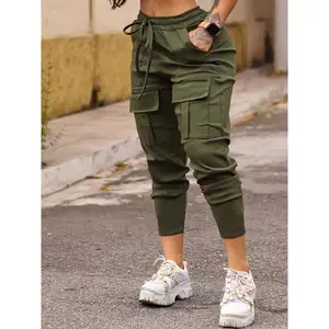 Sturdy Pocket Cargo Pants, Casual Belted Cargo Pants And Autumn, Women's Clothing Bottoms Polyester