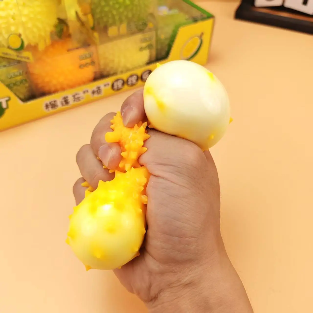 Durian Squishy Fidget Toy, Soft Slow-Rising Squeeze Durian Doll, Realistic Fruit Stress Relief Squeeze Model for Halloween Decor & Party Gifts