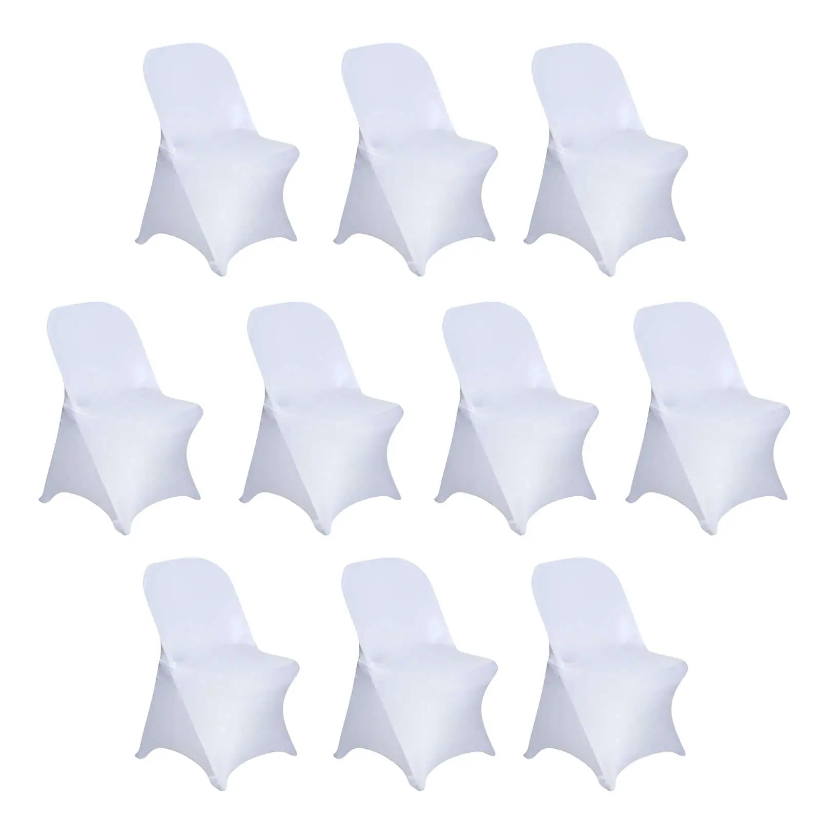 10-Pack White Stretch Spandex Chair Covers Set, 160GSM Superior Durability, Snug & Stylish Fit Slipcovers for Standard Folding Style Chairs