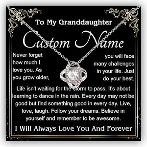 Personalized To My Granddaughter Necklace with Message Card from Grandparents, Granddaughter Gifts from Grandma, Gift For Granddaughter on Graduation, Birthday, Christmas #08