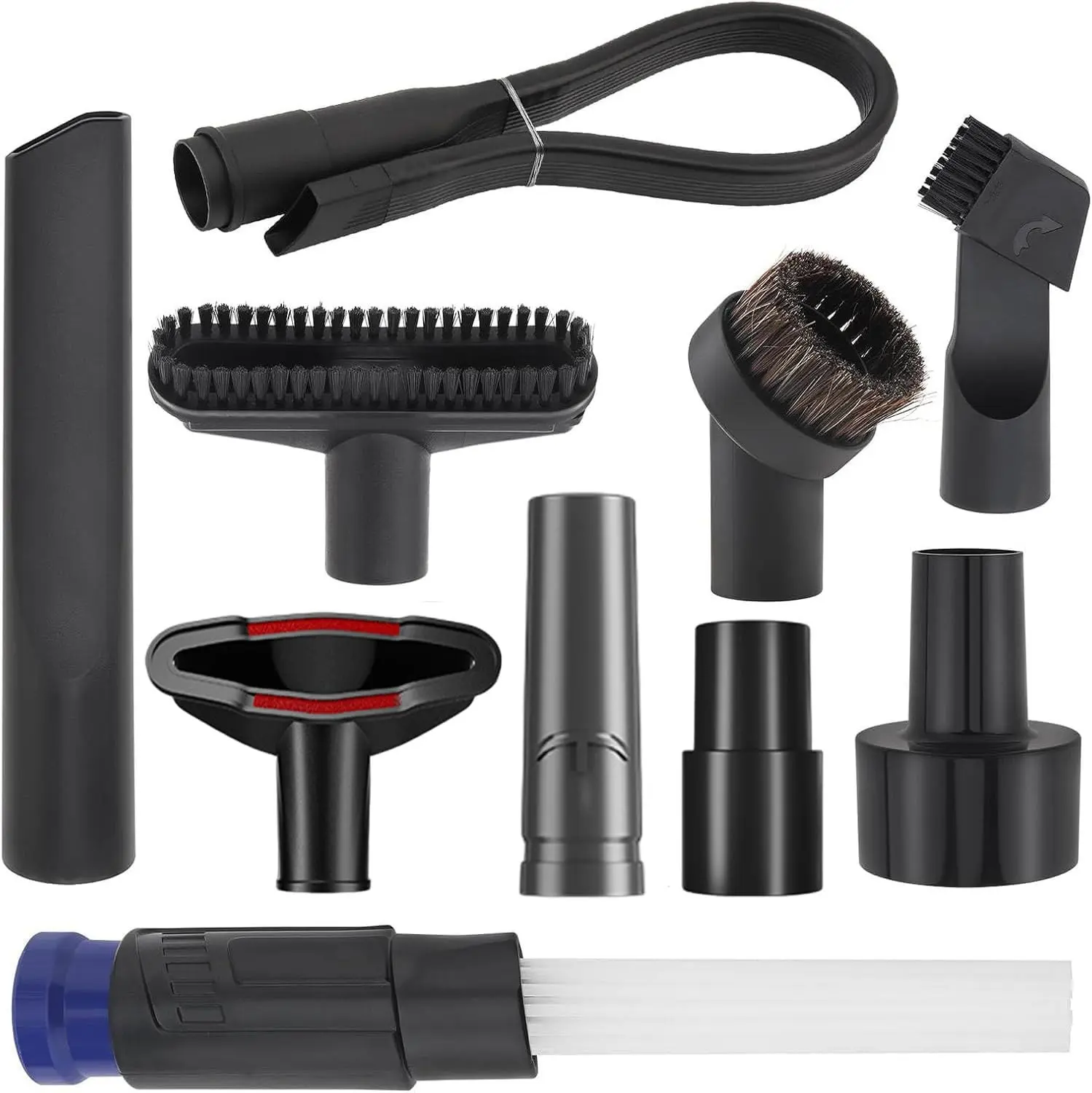 Vacuum Attachment Set 10PC, Household Cleaning Vacuum Cleaner Set Fit for Shop Vac Accessories, 2 1/2" to 1 1/4" Hose Adapter, 1 1/4" Shop Vacuums Brushes for Vac Accessories 1/4 inch 1 3/8 inch