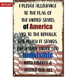 American Flag Metal Signs Plate United States US Pledge Allegiance Flag Sign Plaque Vintage Retro Poster for Family Home Wall Patriotic Independence Day 4th of July Decor, 8x12Inch Home Decoration