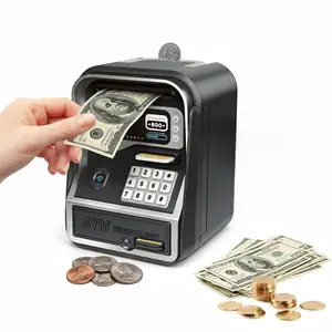 Piggy Bank for Girls Boys LargeElectronic Money Coin Banks with PasswordProtection, Automatic Paper Money ScrollSaving Box, Great Christmas Gift for Kids(Black/Pink)