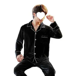Velvet men's pajamas, long-sleeved, plus size, spring/autumn style pajamas, spring/autumn/winter home wear set