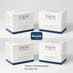 Dermatologist-Approved Gentle Cleansing Cloths for Sensitive Skin, Disposable Face Towelettes, 4 Boxes of 200 Pieces, Non-Irritating, Cost-Effective Bulk Purchase